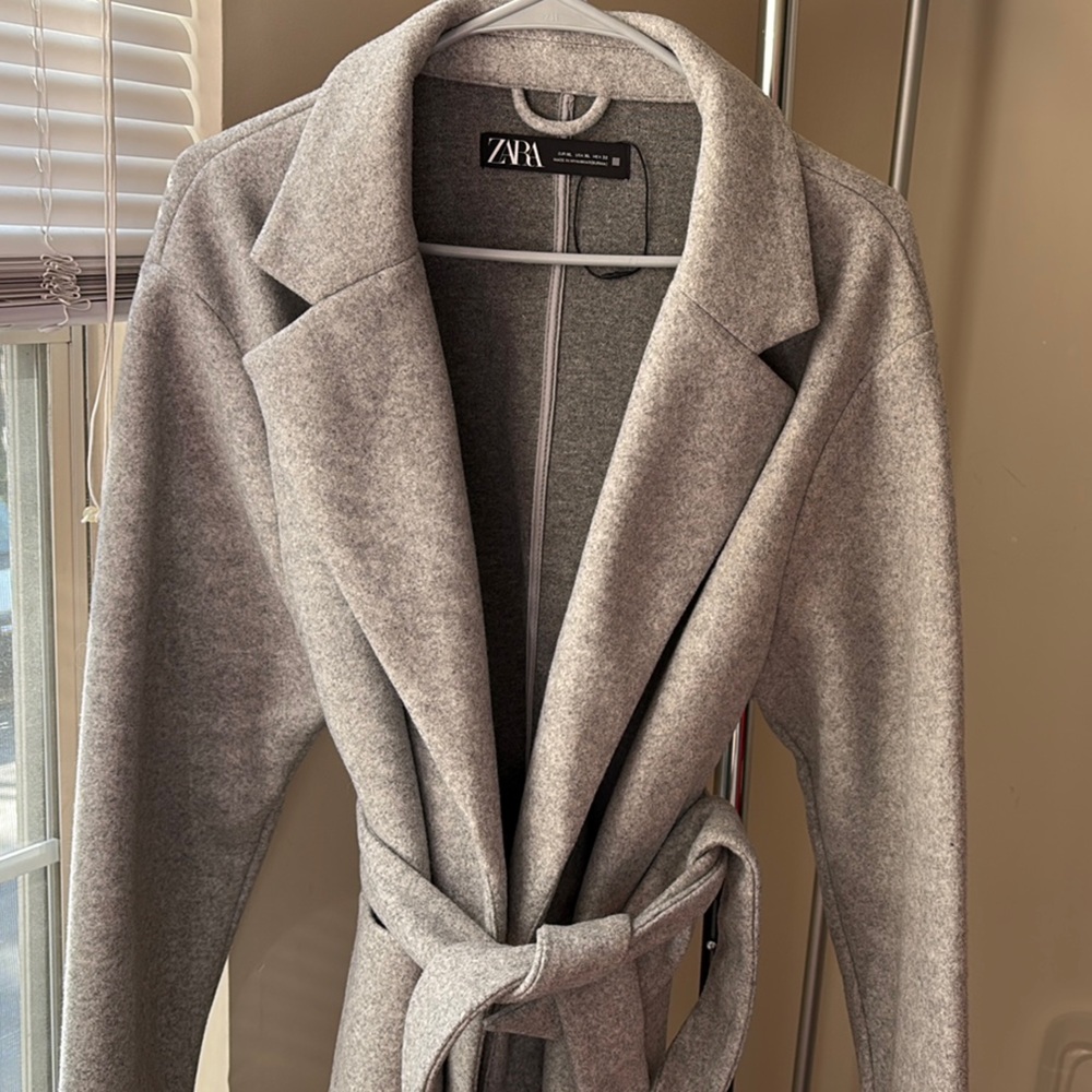 Zara Gray Belted Coat